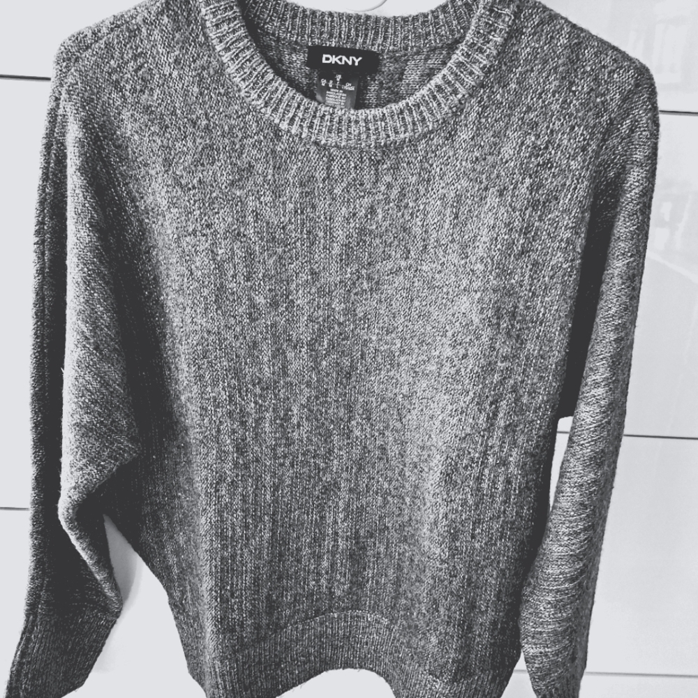 DKNY Gray Crew Neck Sweater with Sequin